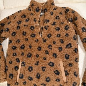 Abercrombie & Fitch Cheetah Print Sherpa Pullover